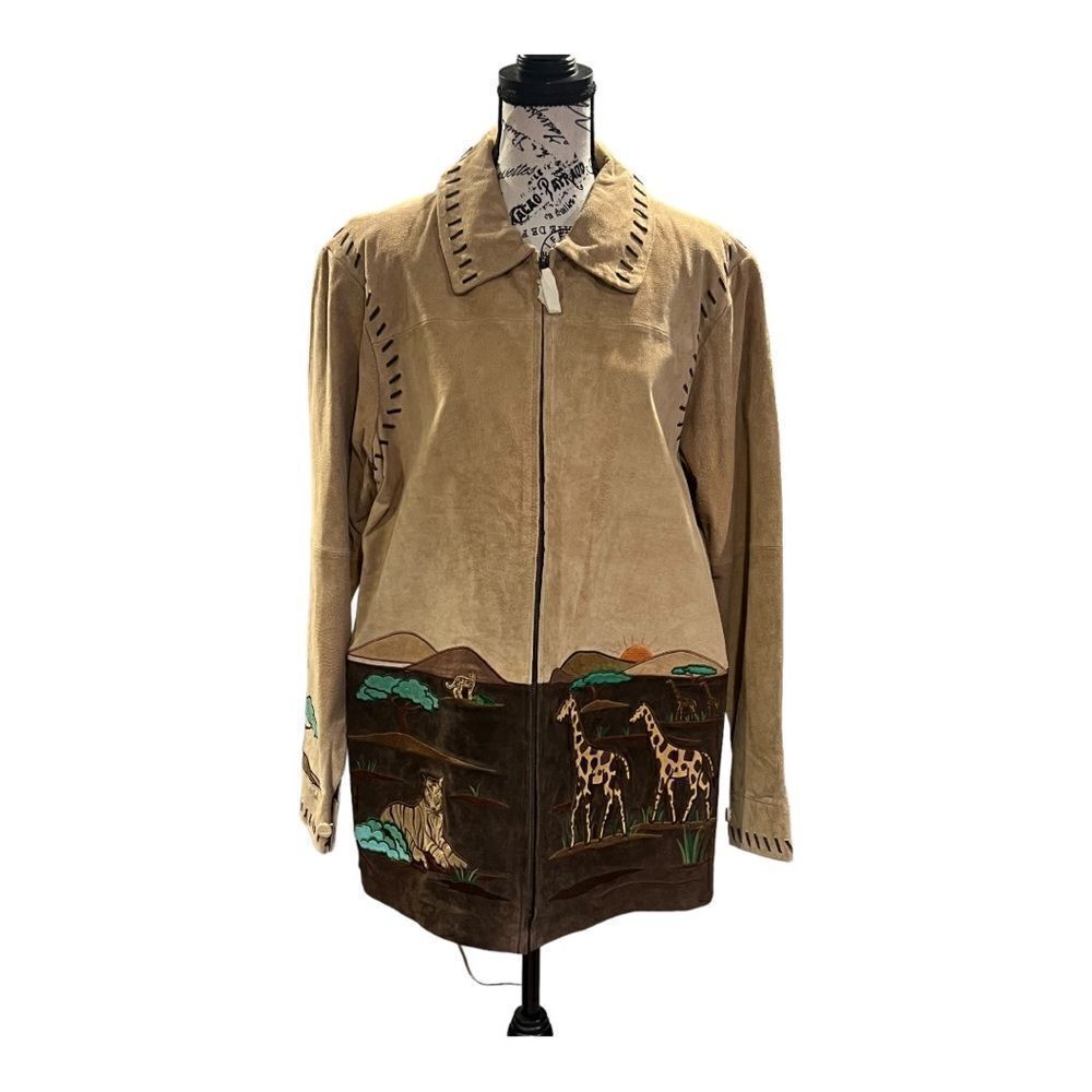 NWT Vintage Suede Quacker Factory Safari Animal Jacket Sz L